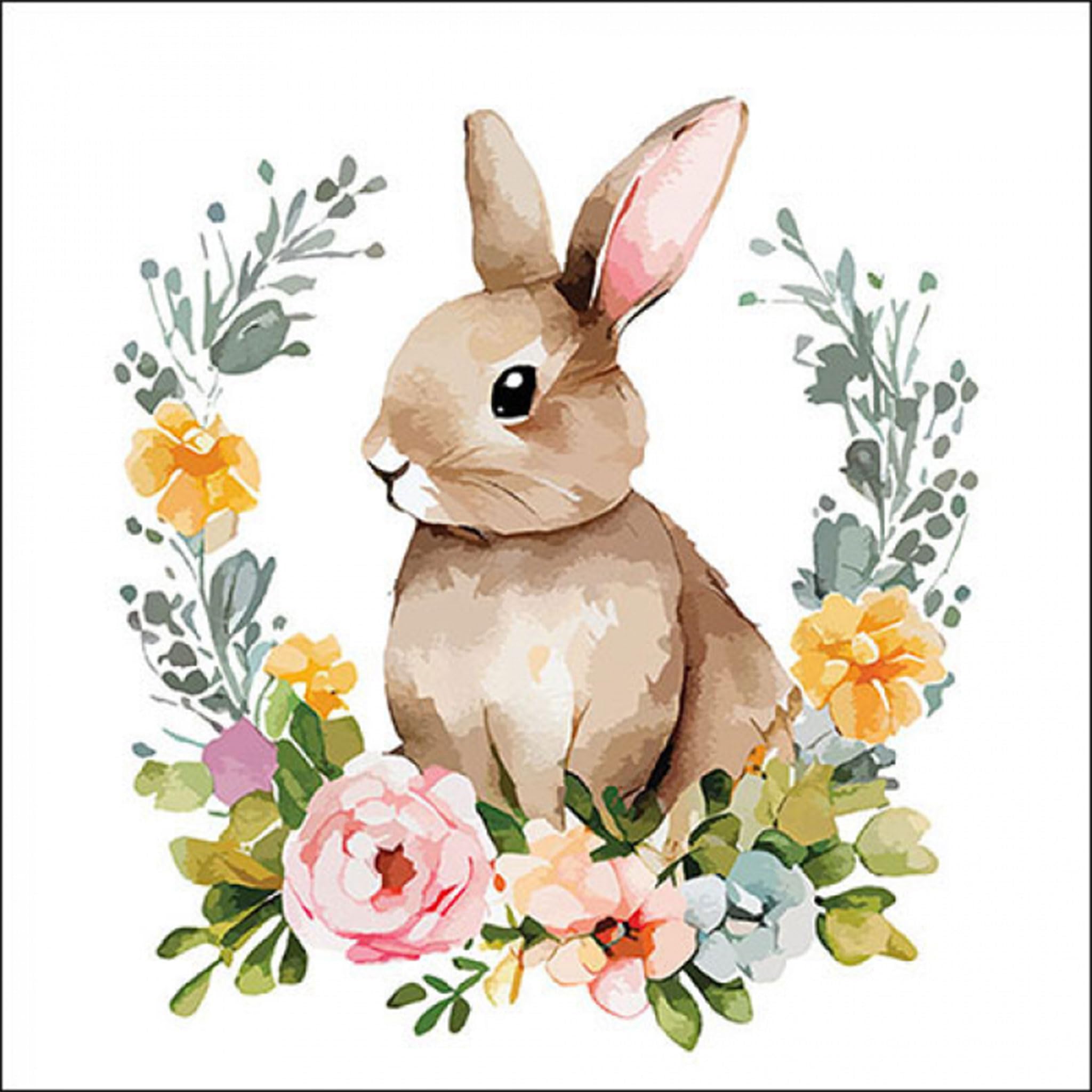 20 Tovaglioli Di Carta Ambiente Con Simpatico Coniglio Pasquale - Decorazione Tavola 33x33 Cm - Perfetti Per Feste, Pasqua E Lavori Creativi Decoupage