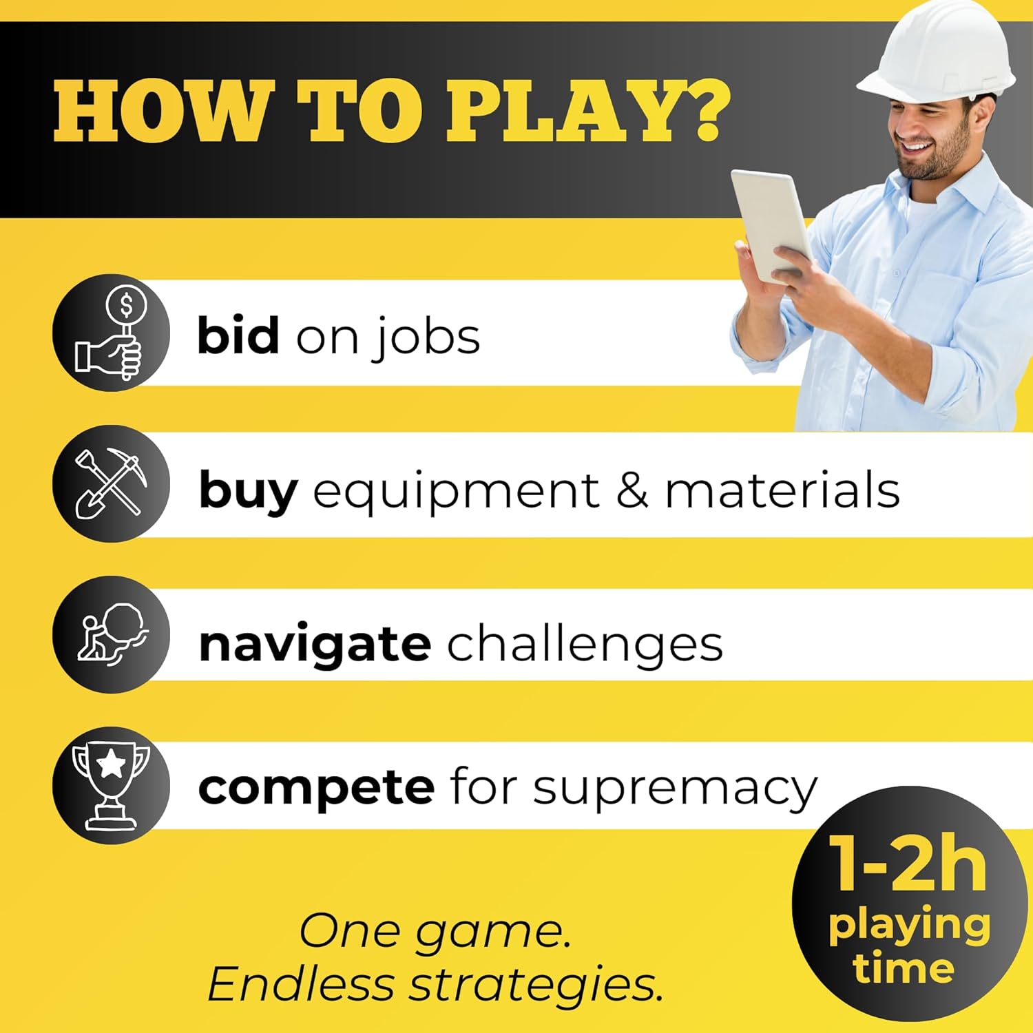 Contractor Board Game – Construction Strategy Game for Family Game Night, City-Building Resource Management, Ages 8+, 2–6 Players