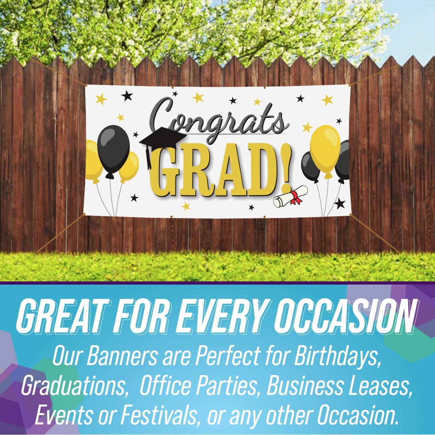 Custom 13oz & 18oz Vinyl Banner Single or Double Sided / 2 Sided by FSG Creative. Indoor/Outdoor Vinyl Banner for Business, Birthday's, Graduation, Etc. Custom Photos, Text, Designs.