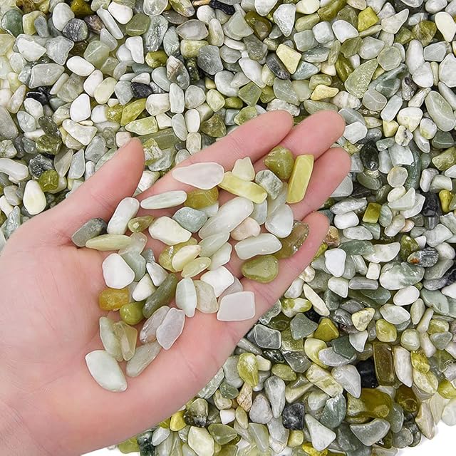 Hisredsun 3.96 lb Decorative Stones,0.3-0.5in Natural Polished Jade Pebbles for Plant Pots,Small River Rocks for Landscaping, Vase Fillers,Succulents,Aquarium and Garden Decoration