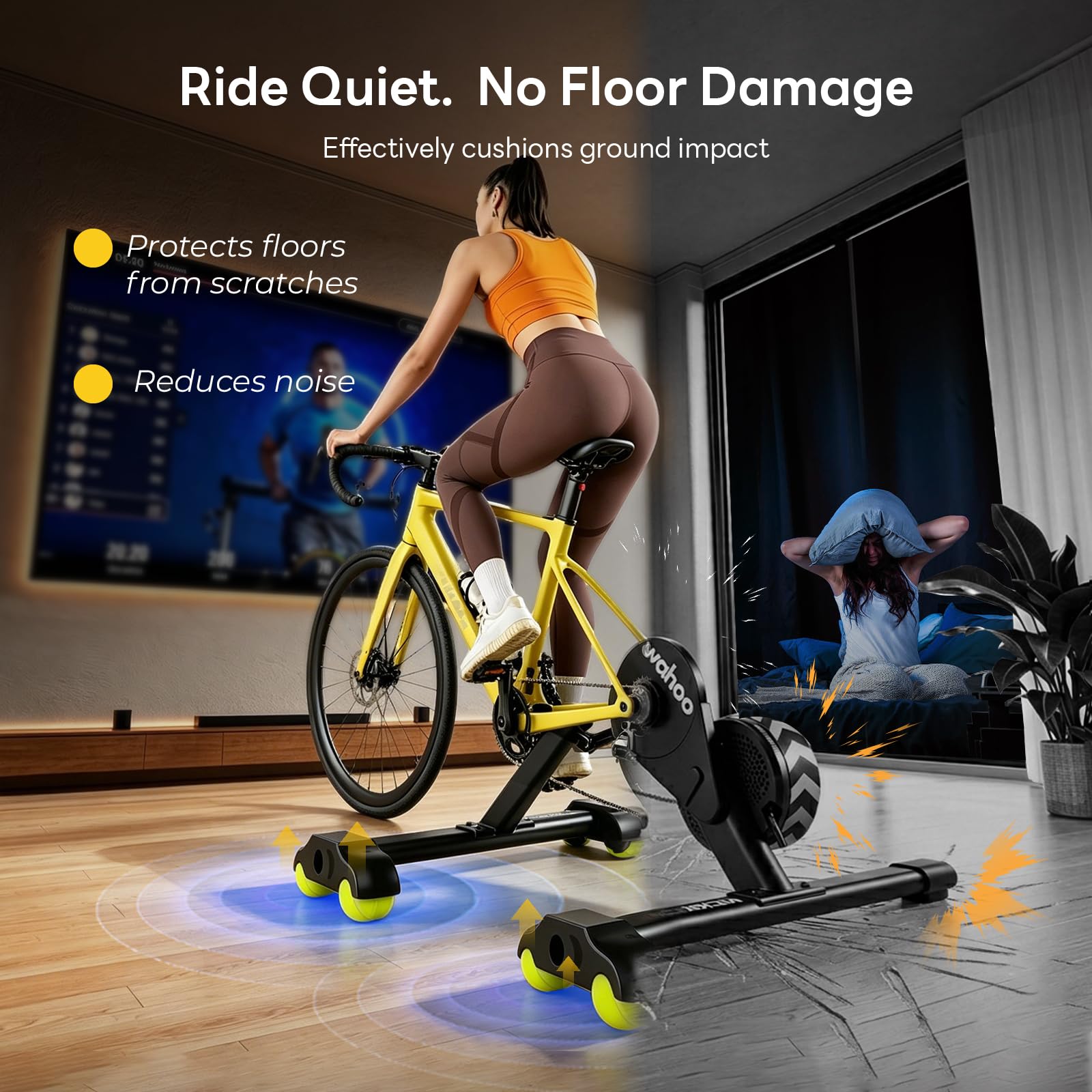 4 Stück Rocker Plate Feet, Tennisballfüße Kompatibel mit Wahoo Kickr Core 2, Zubehör für Fahrrad Rollentrainer mit 8 Tennisbällen, Stabil, stoßdämpfend, Steigern Sie Ihr Indoor Cycling Erlebnis
