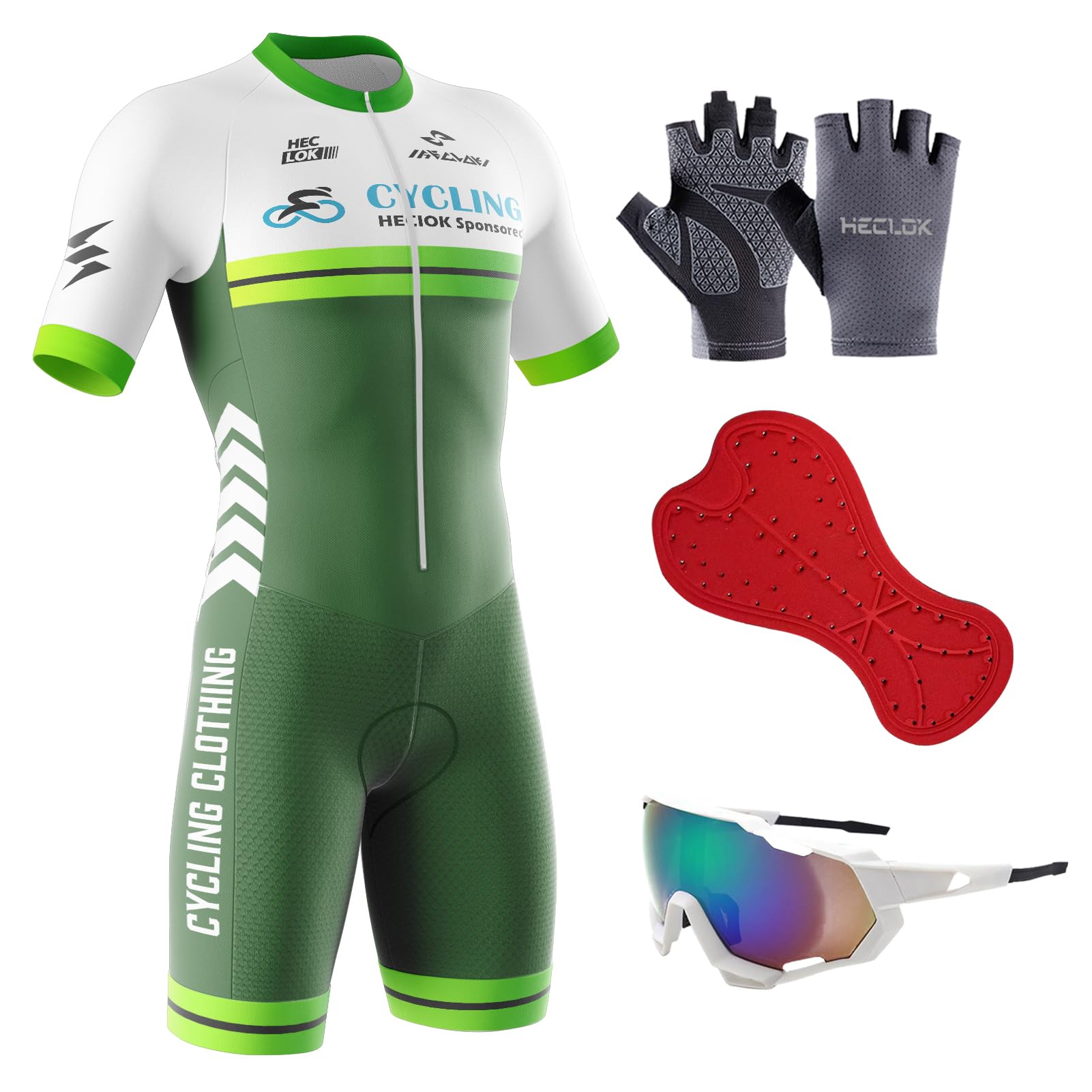 Herren Fahrrad Skinsuit, Triathlon Anzug Herren, Radsportanzug gepolstert einteilig Trisuit, Trisuit Einteiler für Wettkampf, Einteiler Trisuit Bike, Run, Cycle, Swim