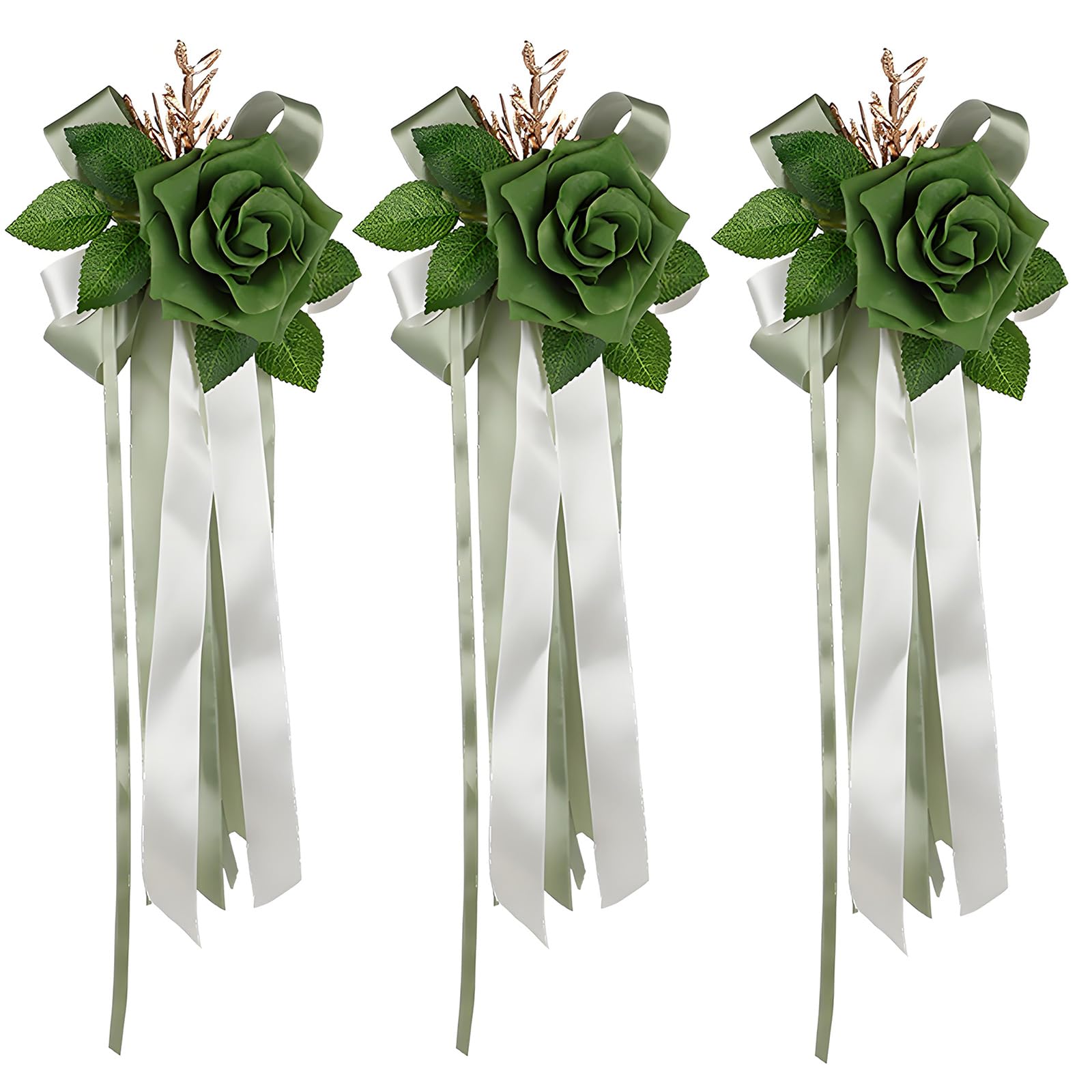 Engagement Car Flower Decoration with Artificial Rose, Ribbon Tails and Faux Greenery for Ceremony and Event Styling Bridal Car Flower Decor Faux Rose Ceremony Styling Engagement Backdrop Photo Scene