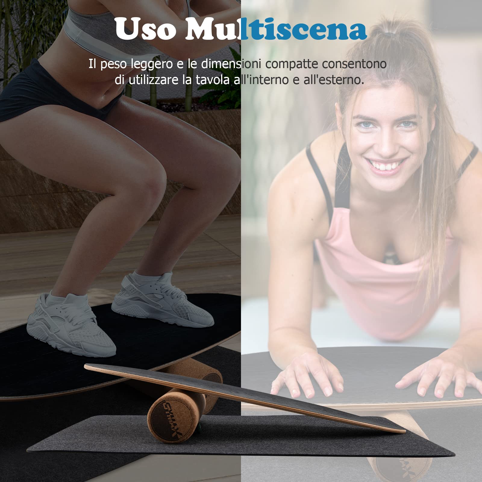 COSTWAY Balance Board in Legno,Tavola Propriocettiva con Superficie Antiscivolo e Rullo, Ideale per Esercizi di Equilibrio e Forza e Coordinazione, Carico Massimo 227 kg