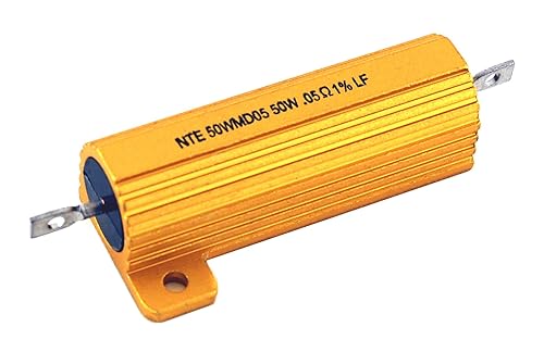 NTE Electronics 50WMD10 Resistencia con carcasa de aluminio, herida de cable de alimentación, Montaje en chasis, terminal de soldadura axial, 1% de