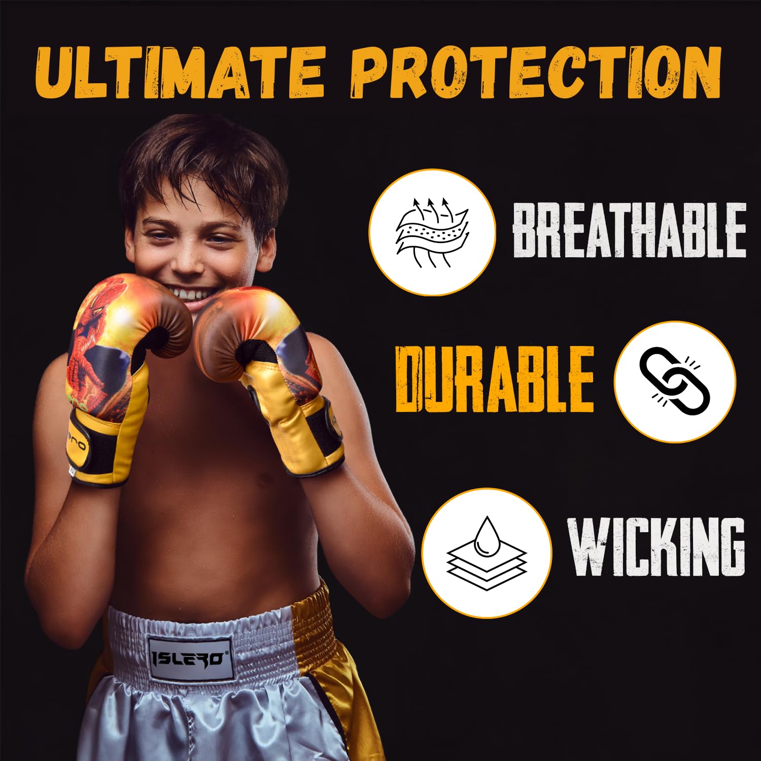 Islero, guanti da boxe per ragazzi in gel, per arti marziali, boxe thailandese, allenamento, 4 oz 6 oz 8 oz