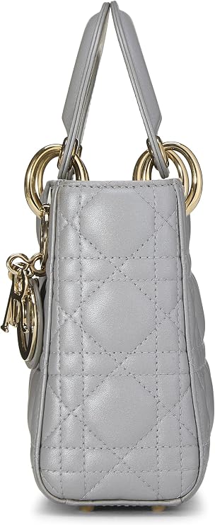 Christian Dior, Pre-loved Grey Cannage Quilted Lambskin Lady Dior Mini, Grey