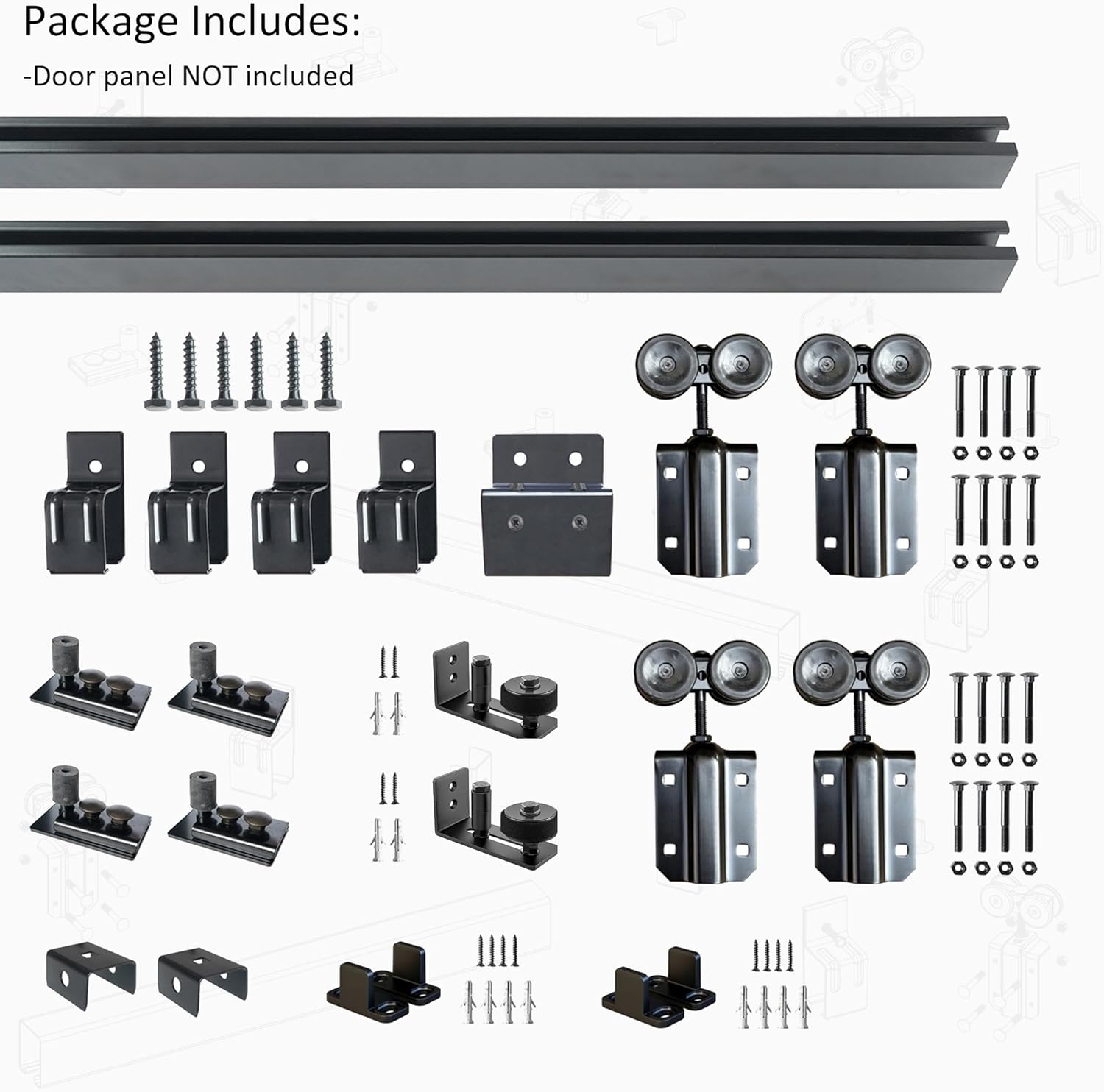 DIYHD 8FT Heavy Duty Double Sliding Barn Door Hardware Box Track,Wall Mount Kit for Exterior Door,MAX Load 300lbs,Kit to Hang 2 Doors(Fit 24" X 2 Door) 8FT-Double door kit Wall mount hardware