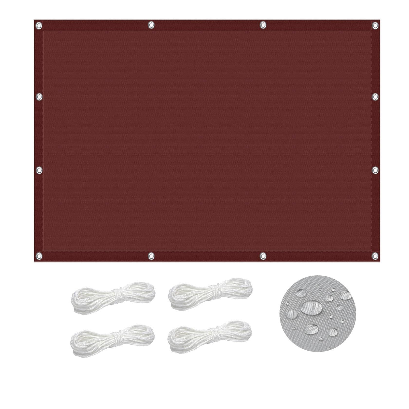 MOCHAMIK Wodoodporny prostokątny żagiel przeciwsłoneczny w kolorze czerwonego wina 260 x 650 cm 98% filtr przeciwsłoneczny z filtrem UV Zadaszenie markizy do ogrodu Patio na plaży Zawiera liny