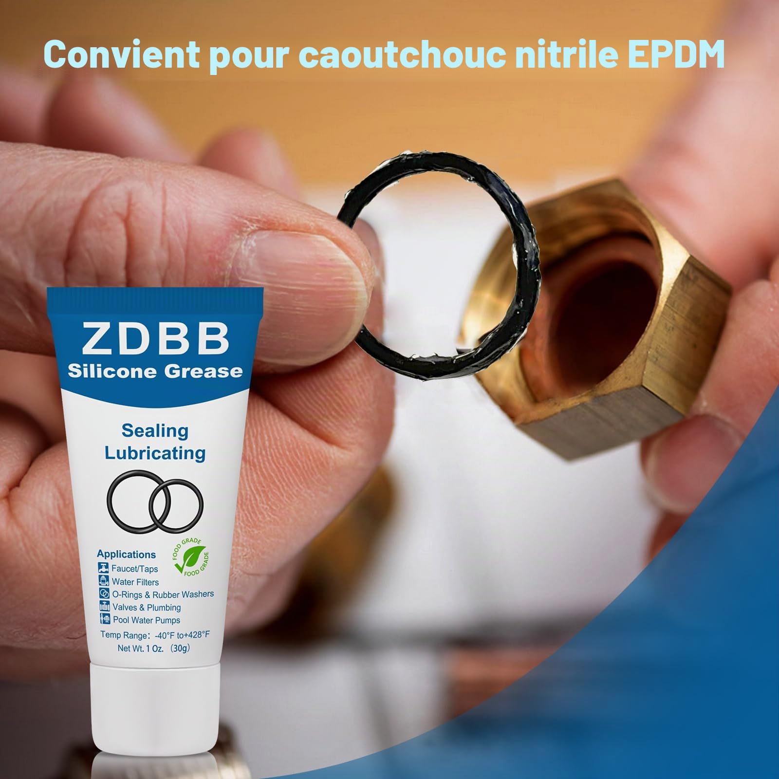 ZDBB Joints toriques de robinet lubrifiant en silicone pour joints toriques en caoutchouc, filtre à eau, cartouches de joints de pompe de piscine, valves, bouchons de pression, joints, 1 oz, lot de 1