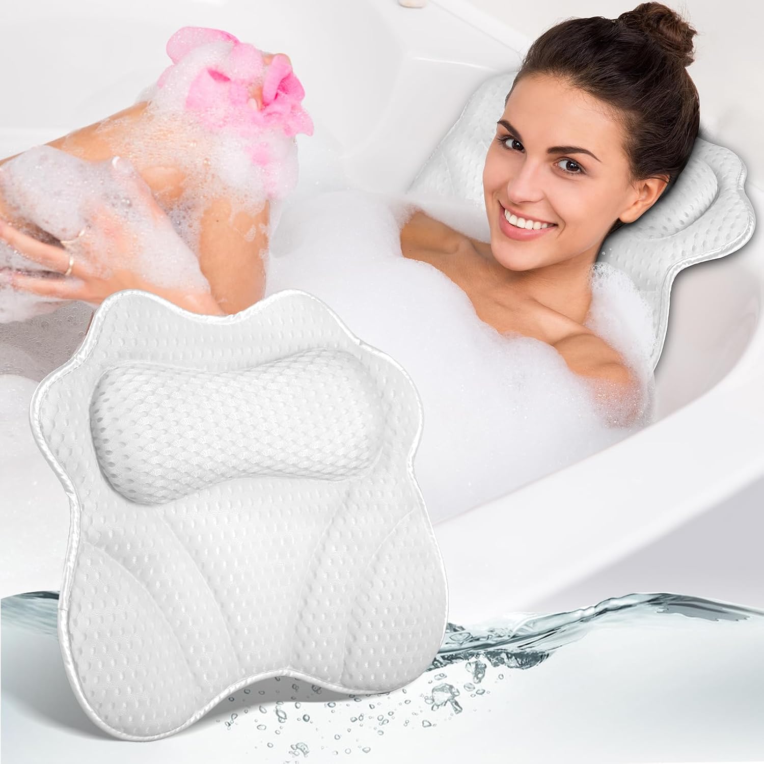 Amazon.com: Bath Pillow for Tub Neck Back Support: Soft Bathtub Pillows ...