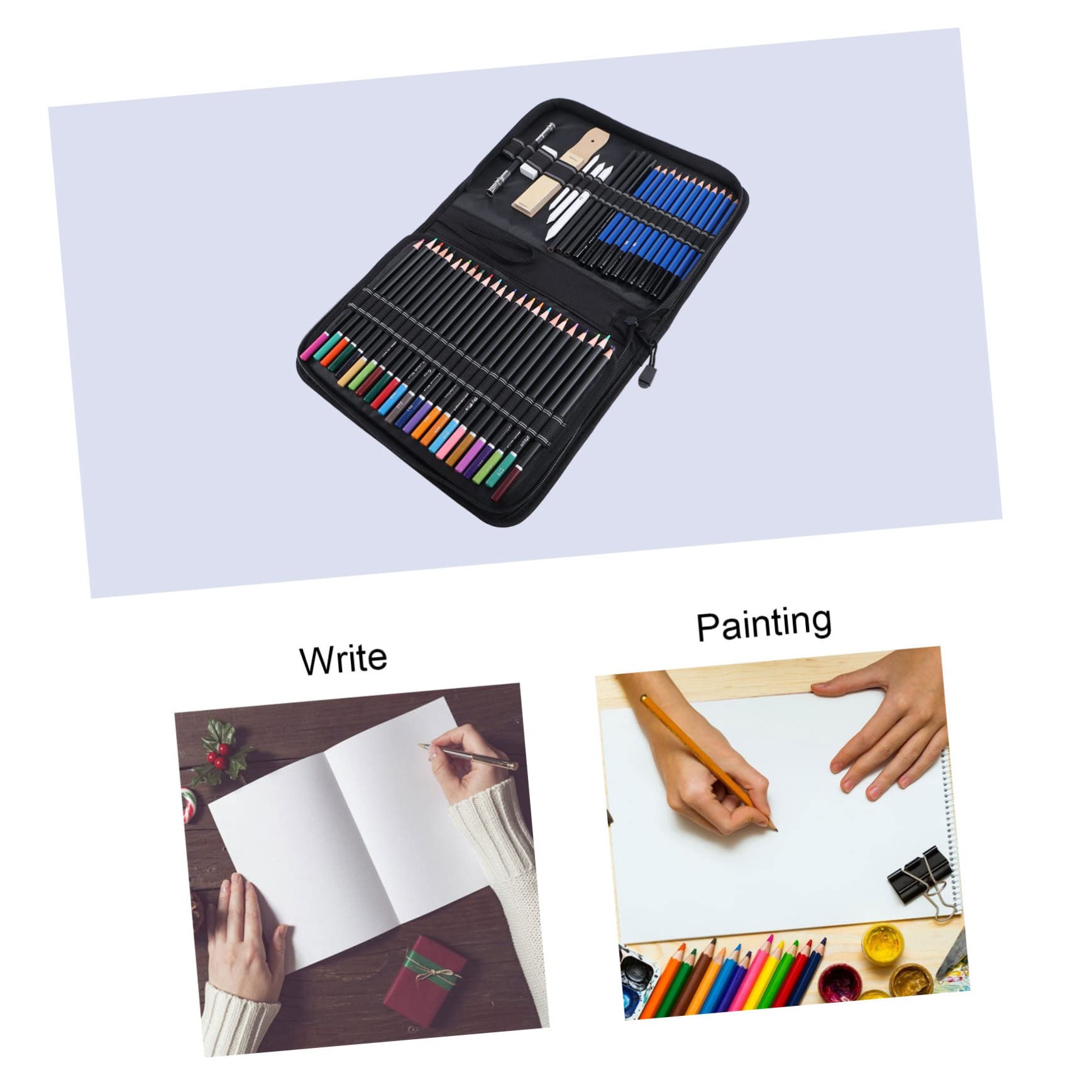 MAGICLULU Juego de 95 Lápices de Colores Bolsa de Lona, Sacapuntas, Extensor para Dibujar y Pintar, para Escuela y Galería