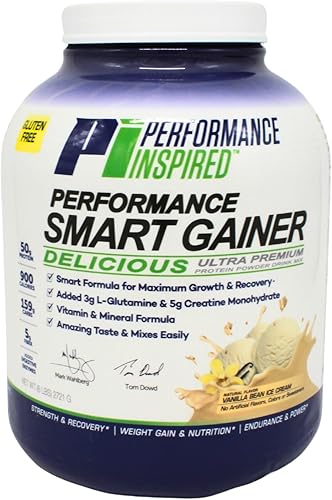 Miniatura 1 de Performance Inspired Nutrition Smart Mass Gainer - Recuperar y reconstruir los músculos - Contiene L-glutamina añadida - Big 50G Proteína - Creatina