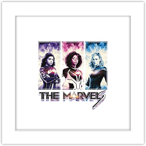 Trends International Gallery Pops Marvel The Marvels - Póster gráfico de pared de The Marvels, 12.00 x 12.00 pulgadas, versión de marco blanco