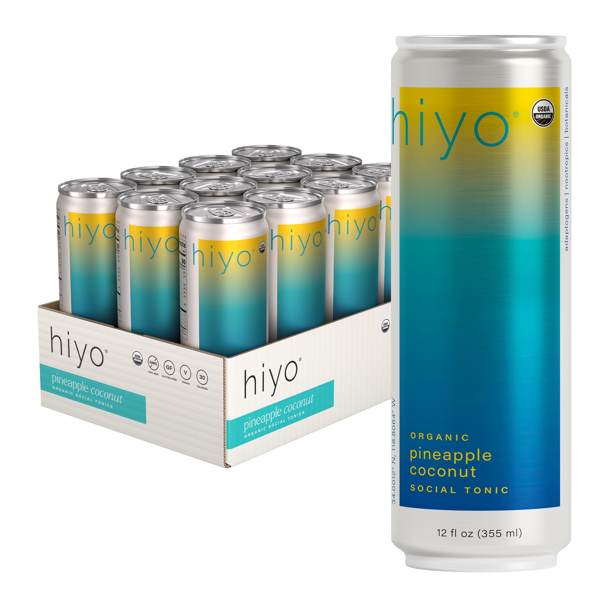 Amazon.com: Hiyo Organic Social Tonic - Pineapple Coconut, 12 Pack