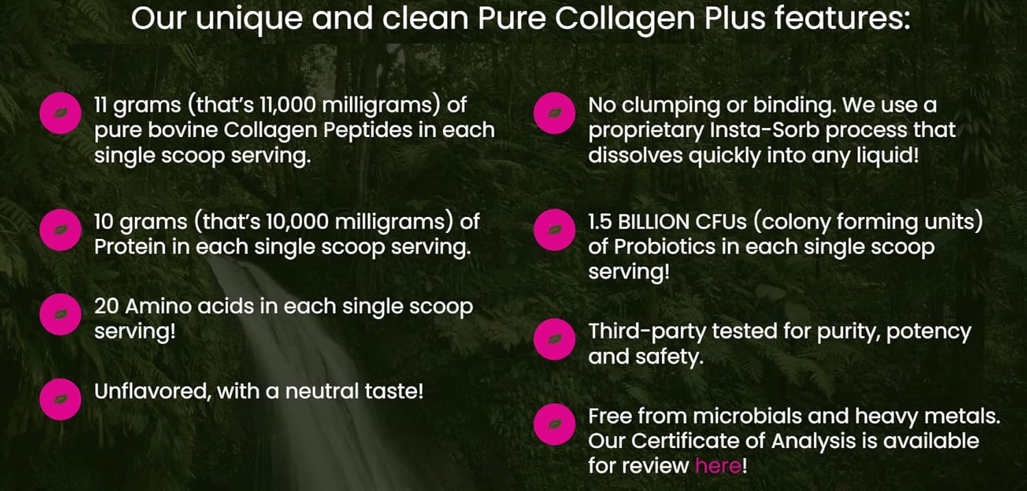 All In Nutritionals Pure Collagen + Probiotics- a one of a Kind, Pure and Clean Collagen with Added Probiotics - 1 Scoop Serving- 45 Day Supply!