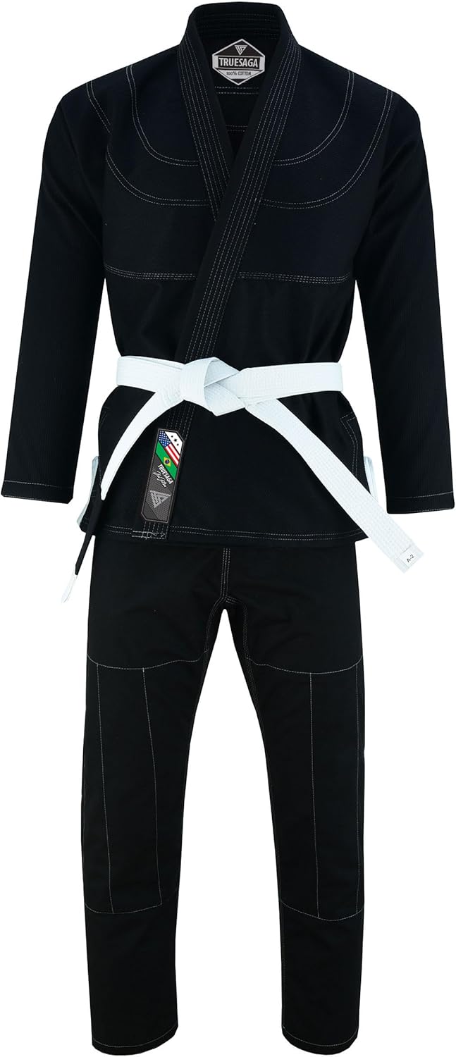 Regular Plain Jiu Jitsu Kimono Gi Uniform Deluxe BJJ Fabric With White Belt Kids & Adults Unisex