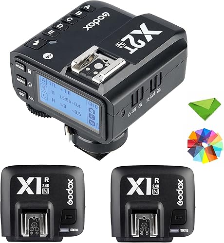 GODOX X2T-N TTL Transmisor de disparador de flash inalámbrico con 2 receptores Godox X1R-N para cámara Nikon Flash Speedlight Speedlite, 18000s HSS,