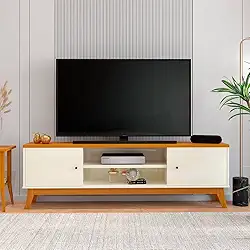 VIA NOSSA - Rack para Tv até 75 Polegadas 2 Portas Itália 180cm Cor:off White/cedro