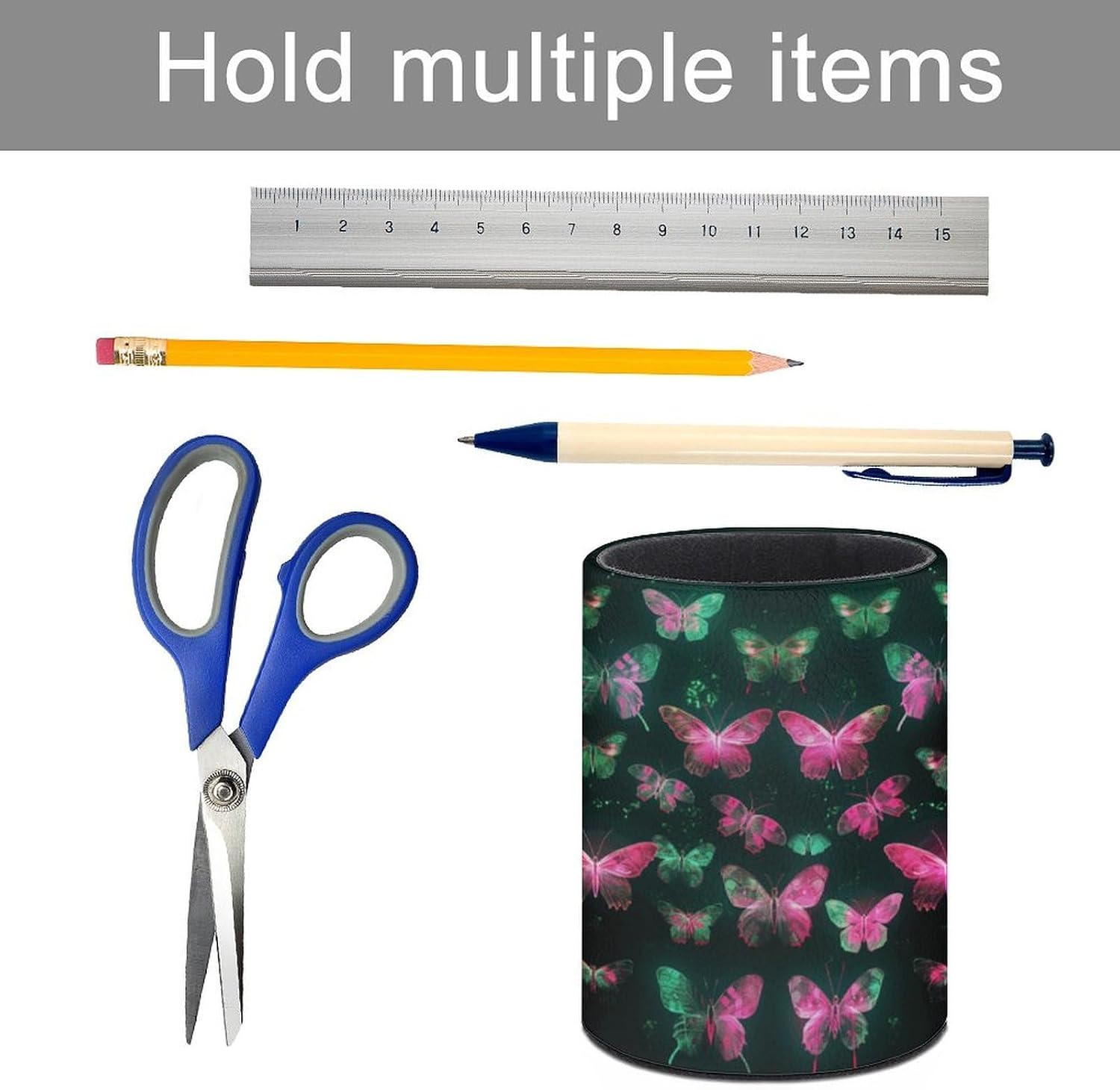 Neon Butterfly Pen Holder Desk Organizer for Office Workspace image 5