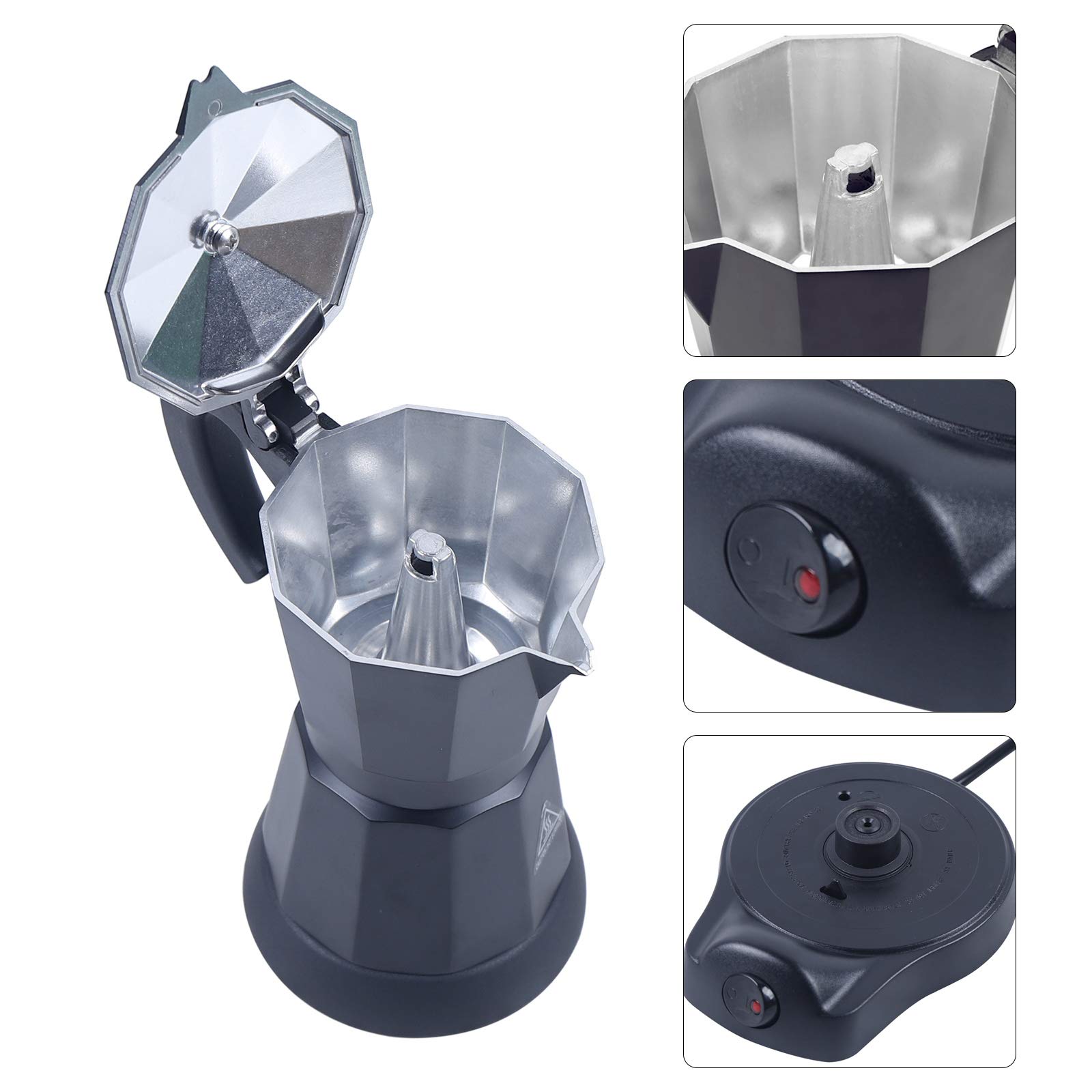 Elektrische Kaffeemaschine Espressokocher Induktion Geeignet Aluminium Mokkakanne Espressokanne Espresso Maker Set Inkl Untersetzer Schwarz
