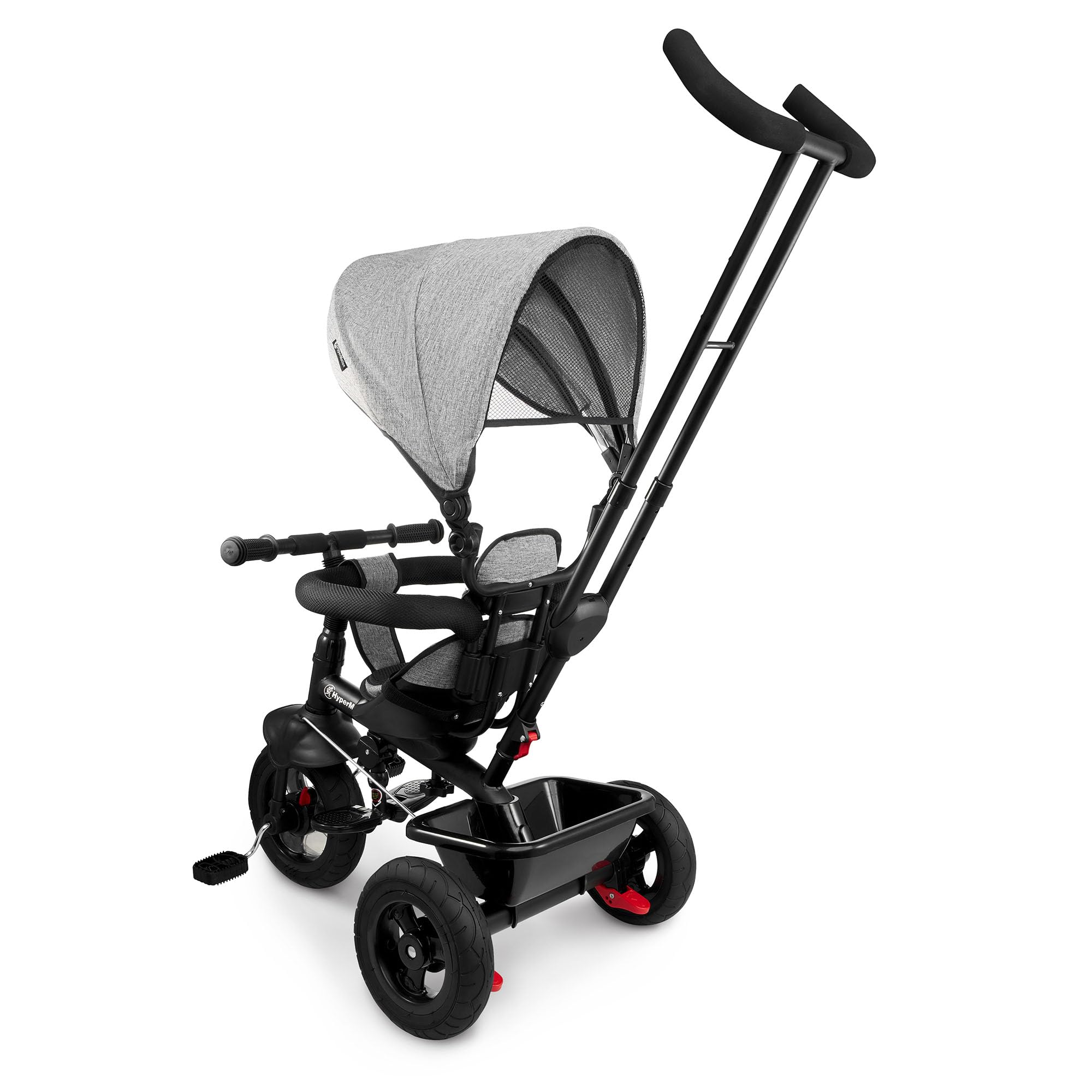 HyperMotion Triciclo Infantil con Manillar para Padres - Bici Bebé 1 Año Evolutiva hasta 20kg - Modelo Similar Kinderkraft con Barra de Empuje - Saltador Bebe Gris