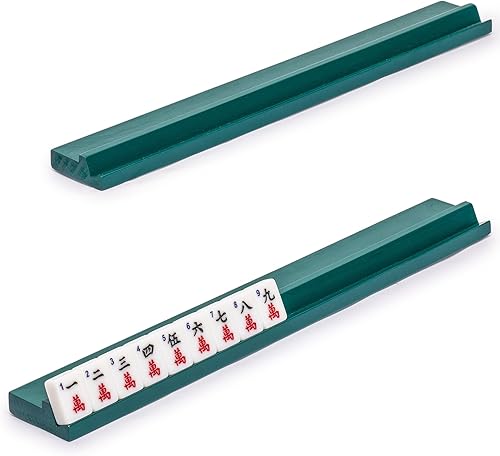 Miniatura 2 de Yellow Mountain Imports Mah-Jinn, un nuevo tipo de mahjong para jugadores jóvenes juego completo con 152 azulejos de melamina, 4 estantes de madera