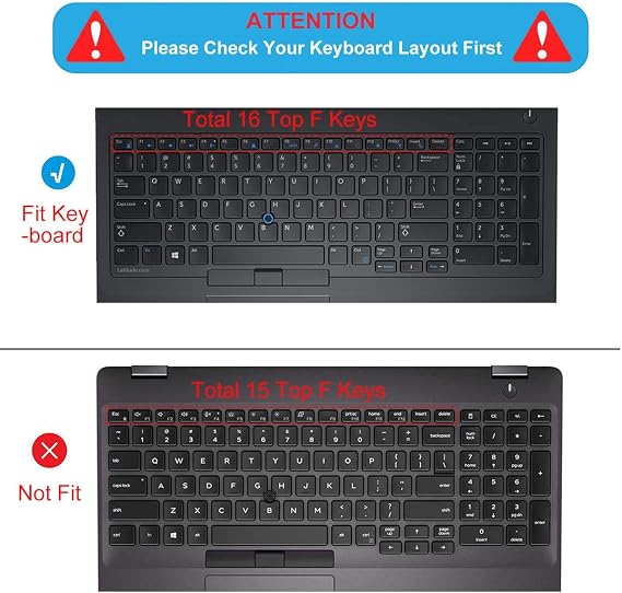 MUBUY Keyboard Cover for 15.6 Dell Latitude 5580 5590 5591 E5550 E5570| Precision M5520 M7510 M7520 M7710 M7720 |17.3 Dell Latitude 7710 7720 US Laptop Keyboard Cover -Black