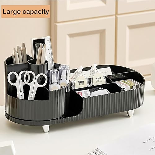 Miniatura 4 de Rotating Makeup Organizer for Vanity with Brush Holder, Cosmetic Makeup Storage Organizer, Large Spinning Makeup Skincare Organizer, Countertop Black