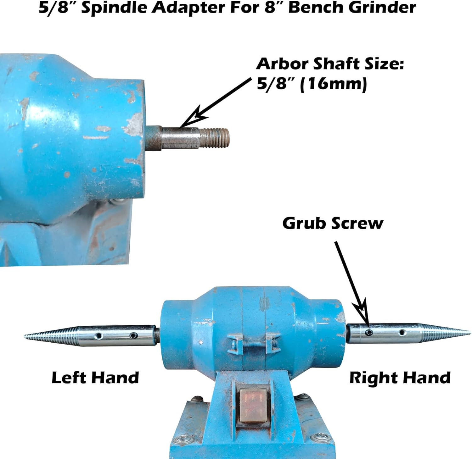 PURUI 5/8" Spindle Adapter Right and Left Hand for 8" Bench Grinder