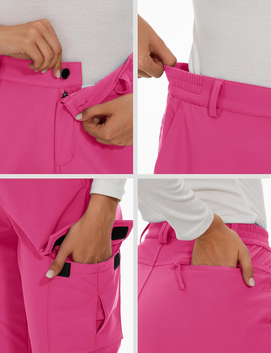 MAGCOMSEN Women's Fleece Lined Winter Hiking Waterproof Insulated Outdoor Snow Ski Softshell Pants for Cold Weather - Image 5