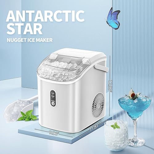 Vista 24 de Nugget - Máquina de hielo para encimera con hielo masticable suave, automática de 35 libras en 24 horas, máquina de hielo portátil de guijarros