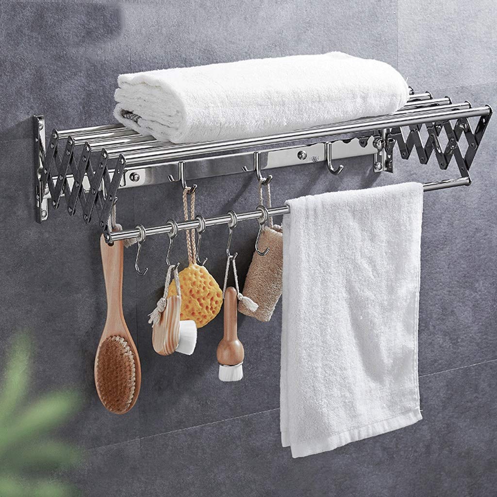 Generisch Diese ausziehbare, Faltbare Wandwäscheleine mit Handtuchhalter für Badezimmer ist platzsparend und lässt Sich einklappen (Größe: 90 cm).