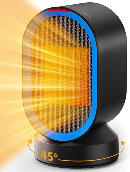 TABYIK Space Heater Electric Space Heaters for Indoor Use Small Portable Heater 45° Oscillating Personal Heater for Bedroom Home Office (Black)