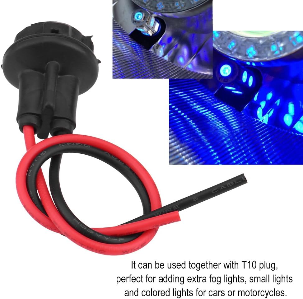 Keenso 10pcs Car LED Light Bulb Socket, T10 Car Plugin Light Bulb Extension Socket Holder Adapter for Fog Lights Small Lights