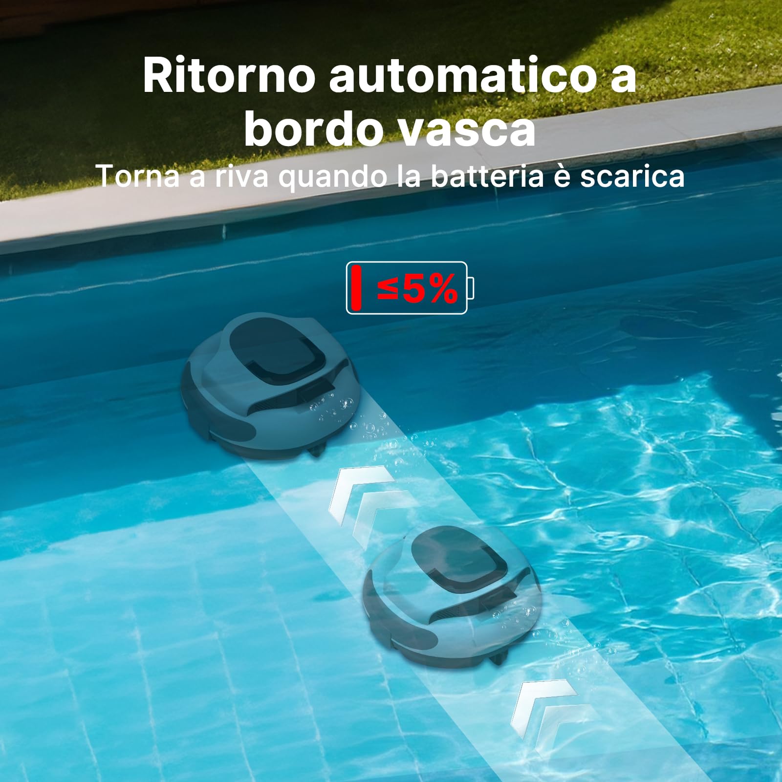POOLPURE 2026, robot da piscina, batteria da 5000 mAh, pulizia potente, batteria da 120 min, batteria senza fili, aspirapolvere per piscina, parcheggio automatico, indicatori LED, impermeabile IPX8