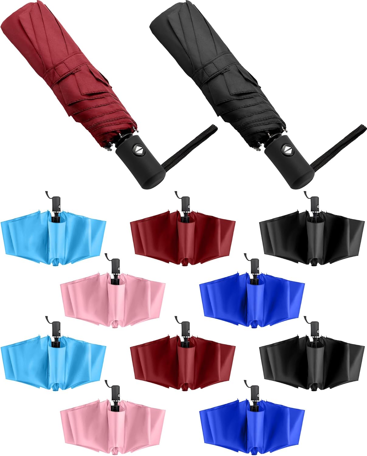 Wesiti 10 Pack Rain Umbrellas Bulk Automatic Open Close Collapsible Umbrella for Men Women