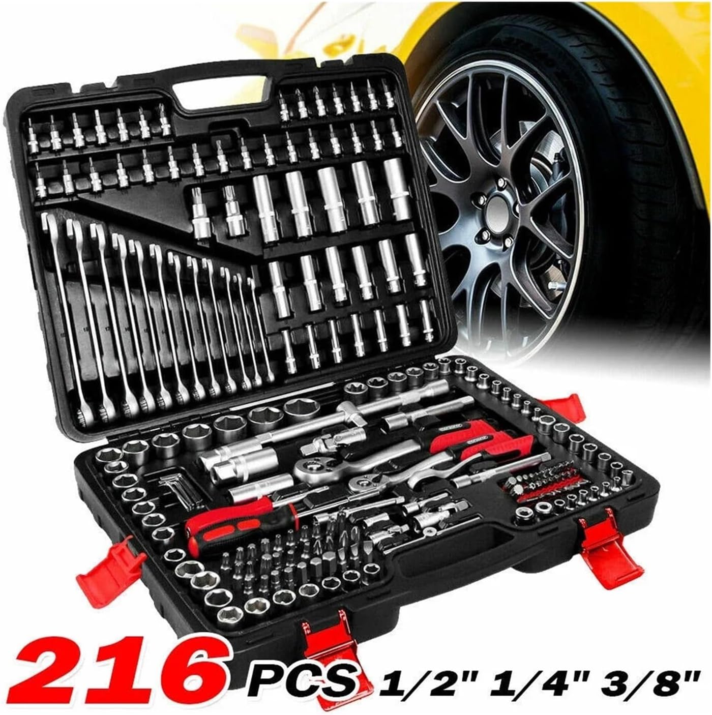 Multi-Function 215 Pcs Socket Ratchet Wrench Household Auto Repair Toolbox Hardware Set Compatible With Workshop Use