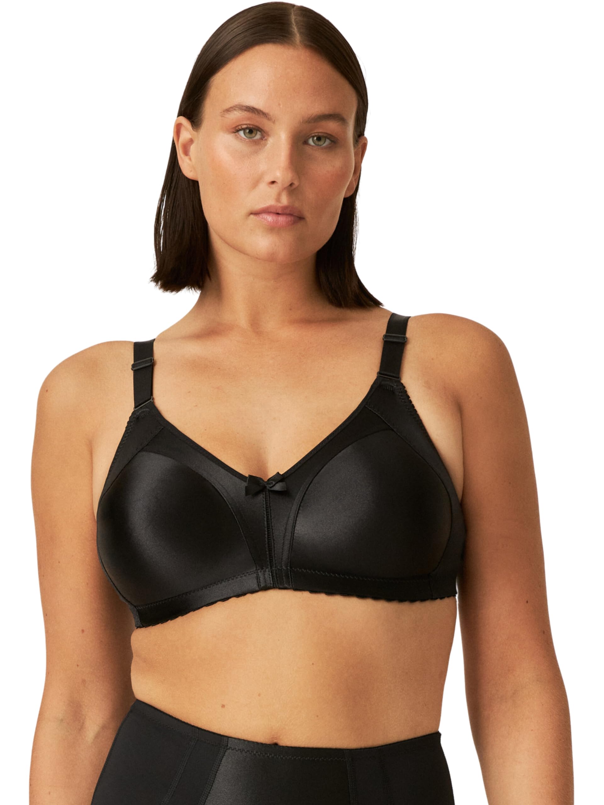 Naturana® Minimizer BH ohne Bügel [Cup B-G] I Maximaler Halt Dank durchdachter Schnittführung & Breiten Trägern I BH Minimizer für eine optisch kleinere Cupgröße 90 Schwarz D