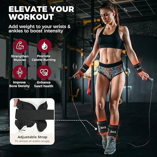 Miniatura 4 de BAGAIL Pesas de tobillo y muñeca para mujeres y hombres, 1 par de pesas de pierna de 1246810 libras con diseño elegante y ajuste seguro, juego con