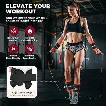 BAGAIL Ankle Wrist Weights for Women & Men, One Pair of 1/2/4/6/8/10 LBS Wearable Leg Arm Weights with Sleek Design & Secure Fit for Walking, Running, Pilates, Home Fitness & Physical Therapy