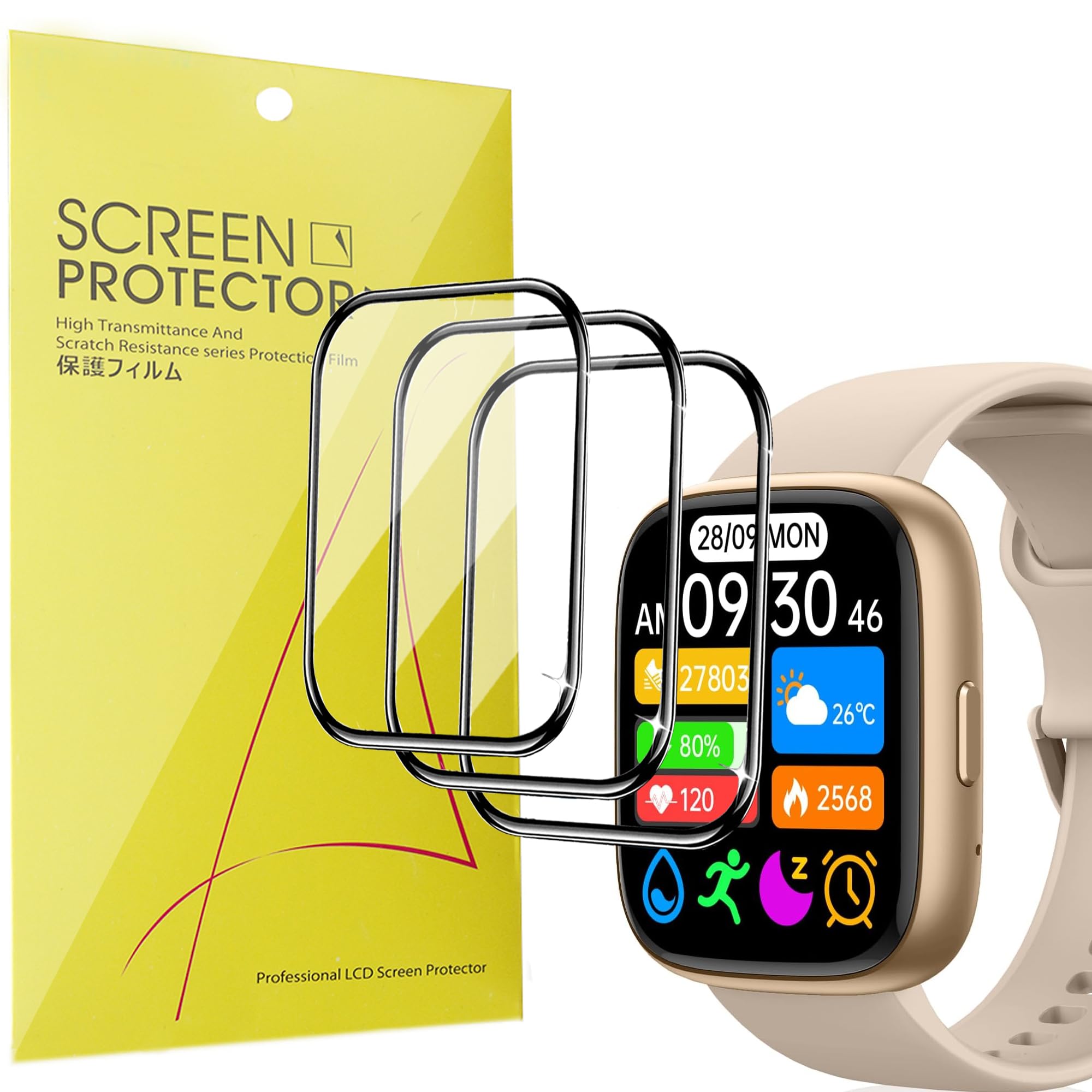 Amazon.co.jp: Lamsaw for IDW26 スマートウォッチ 保護フィルム,【3枚