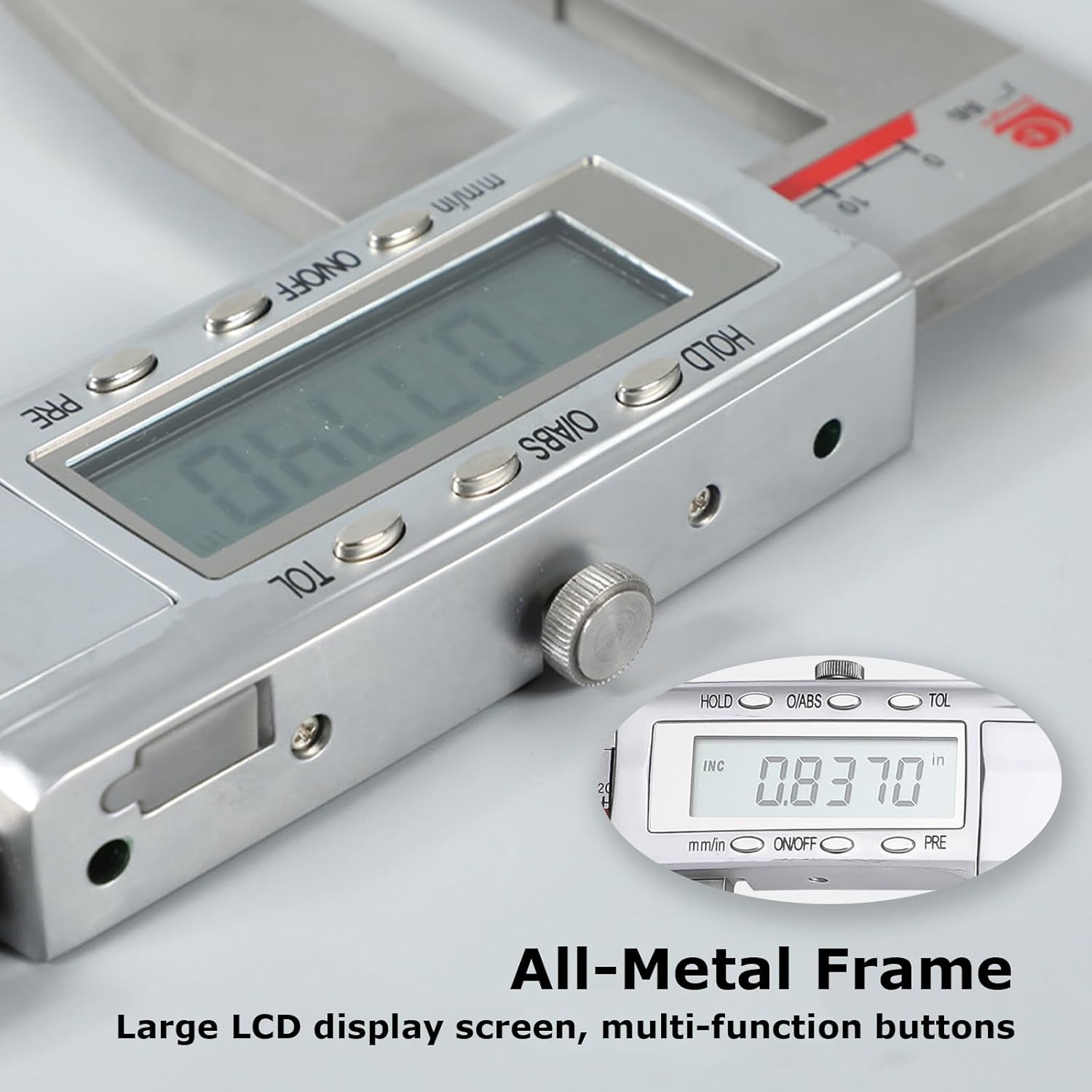 500mm Digital Caliper Electronic Long Jaw Caliper with 100mm Jaw Depth Measuring Tool, Stainless Steel, Large LCD Screen, 0.01mm Resolution (100mm Jaw Depth)