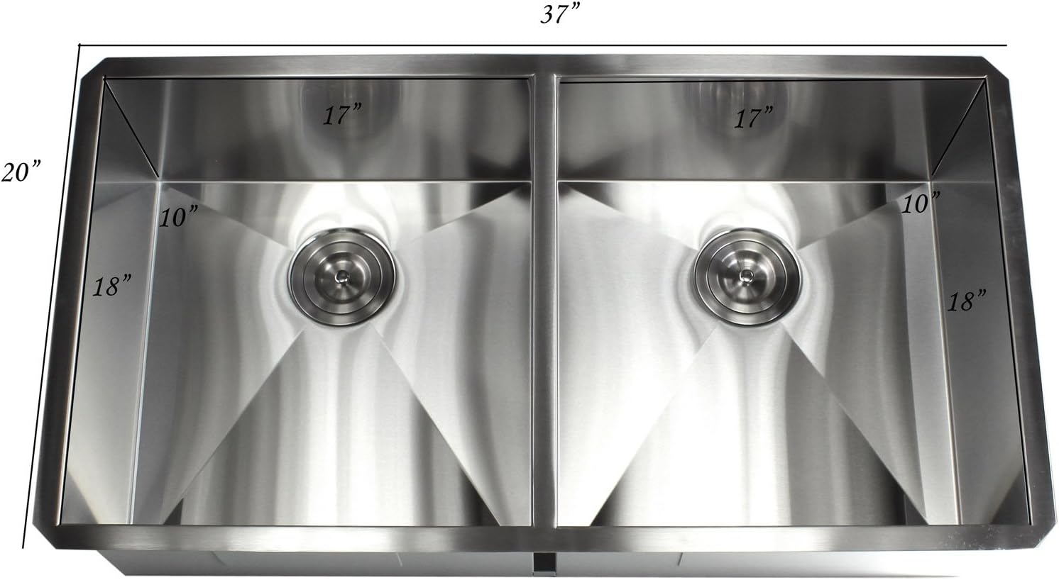 ❤ Crazy Deals 37 Inch Zero Radius Design 16 Gauge Undermount Double 5050 Bowl Stainless Steel Kitchen Sink Premium Package
