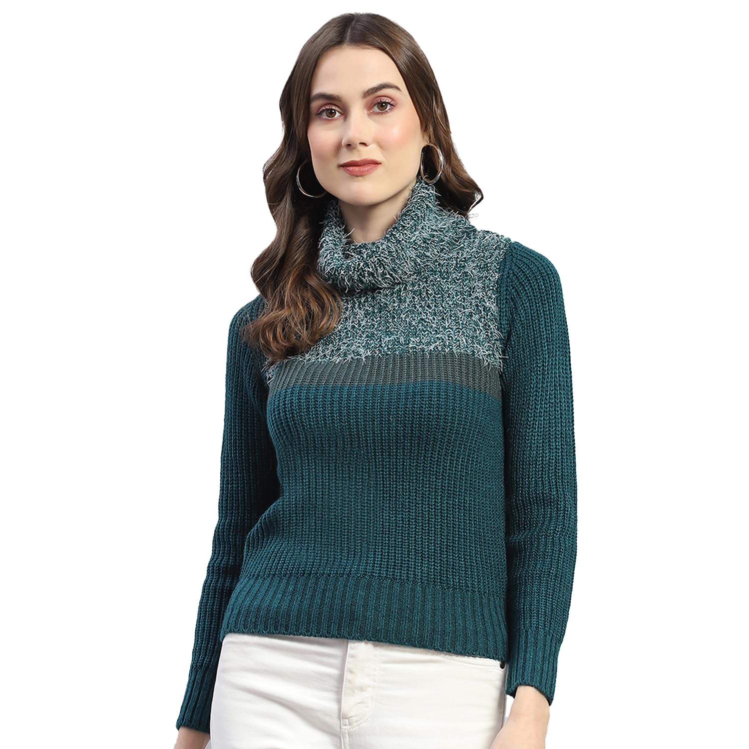 monte carlo Womens Solid High Neck Full Sleeve Wool Blend Casual Sweater (1239770TP)-picture-20