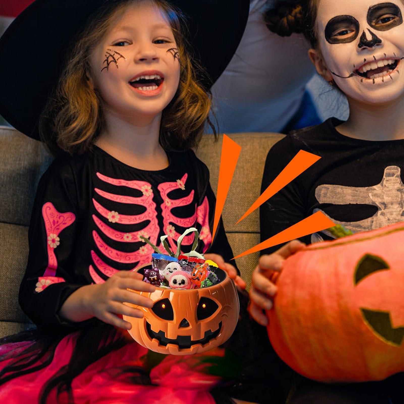 Halloweenowy Pojemnik na Cukierki Elektryczna Dyniowa Miska Na Słodycze Z | Do Podawania Do Nawiedzonego Domu Przyjęć Urodzinowych Klasy Domu Podwórka Ganku