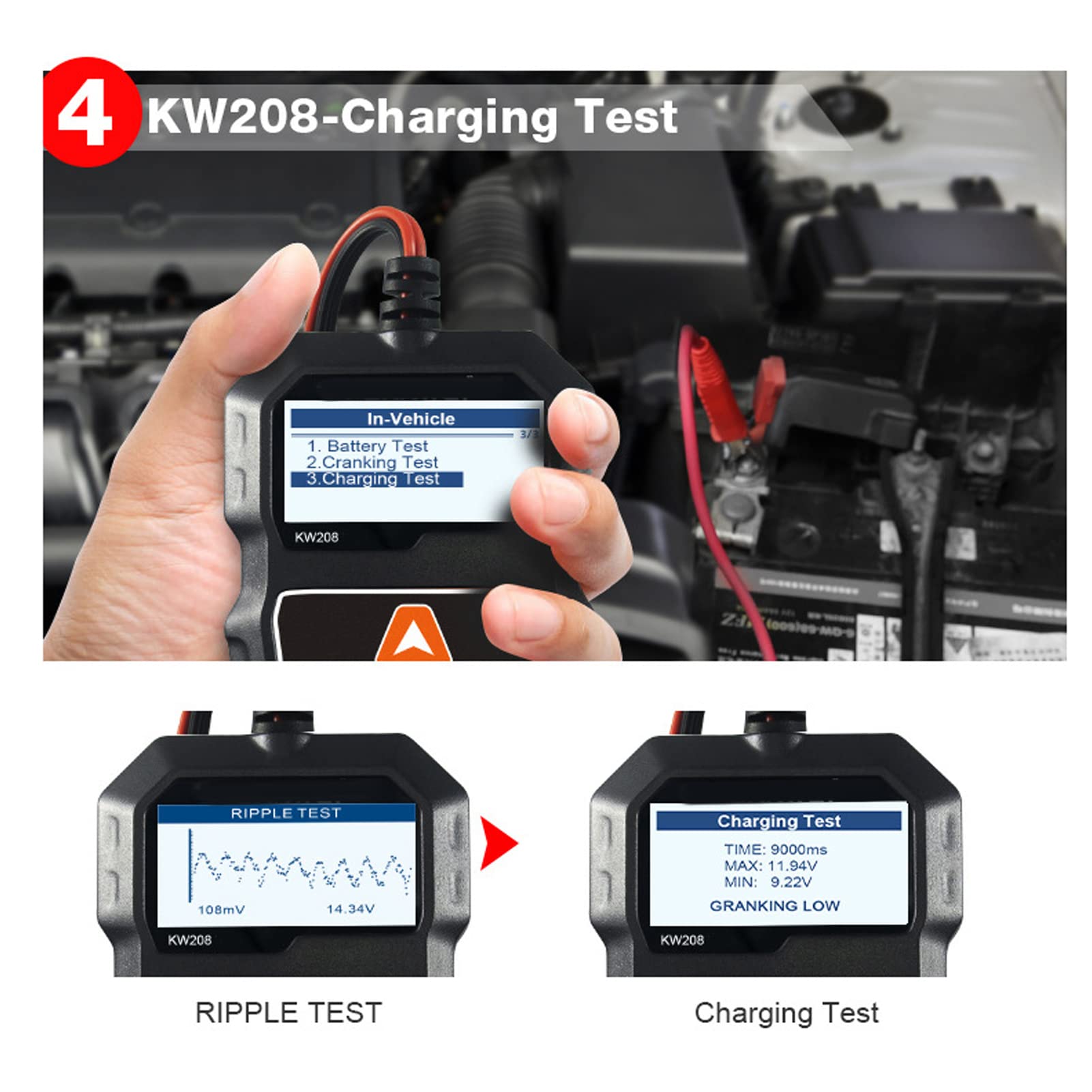 Tester Akumulatora Samochodowego 12V 100-2000 CCA Tester Obciążenia Akumulatora Tester Alternatora Samochodowego Automatyczny Tester Systemu Rozruchu i ładowania Skaner Cyfrowy Analizator Alternatora