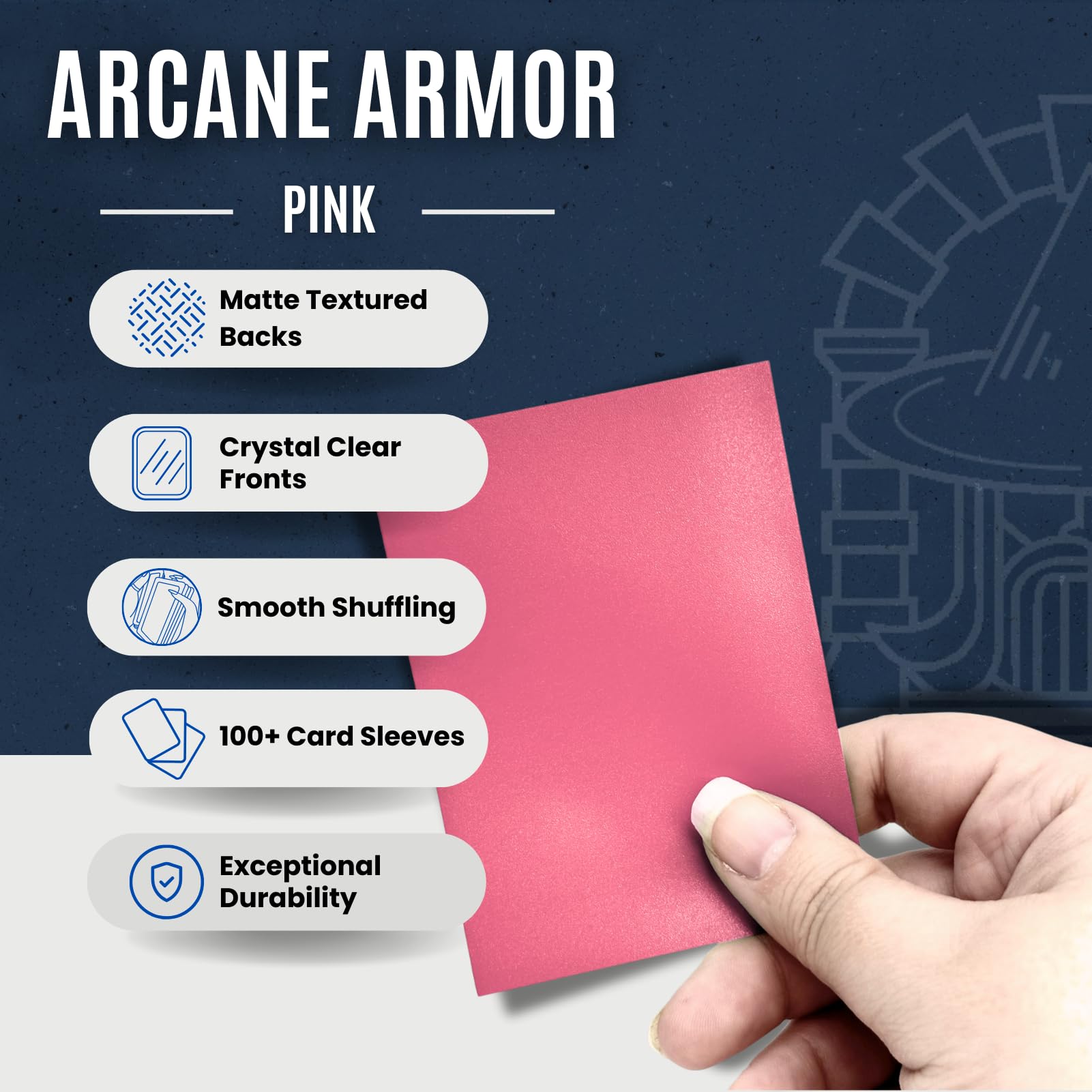 Sage's Portal Arcane Armor Matte Card Sleeves Exceptional Durability 66mmx91mm Standard Size MTG Card Sleeves 100 Count (Pink)
