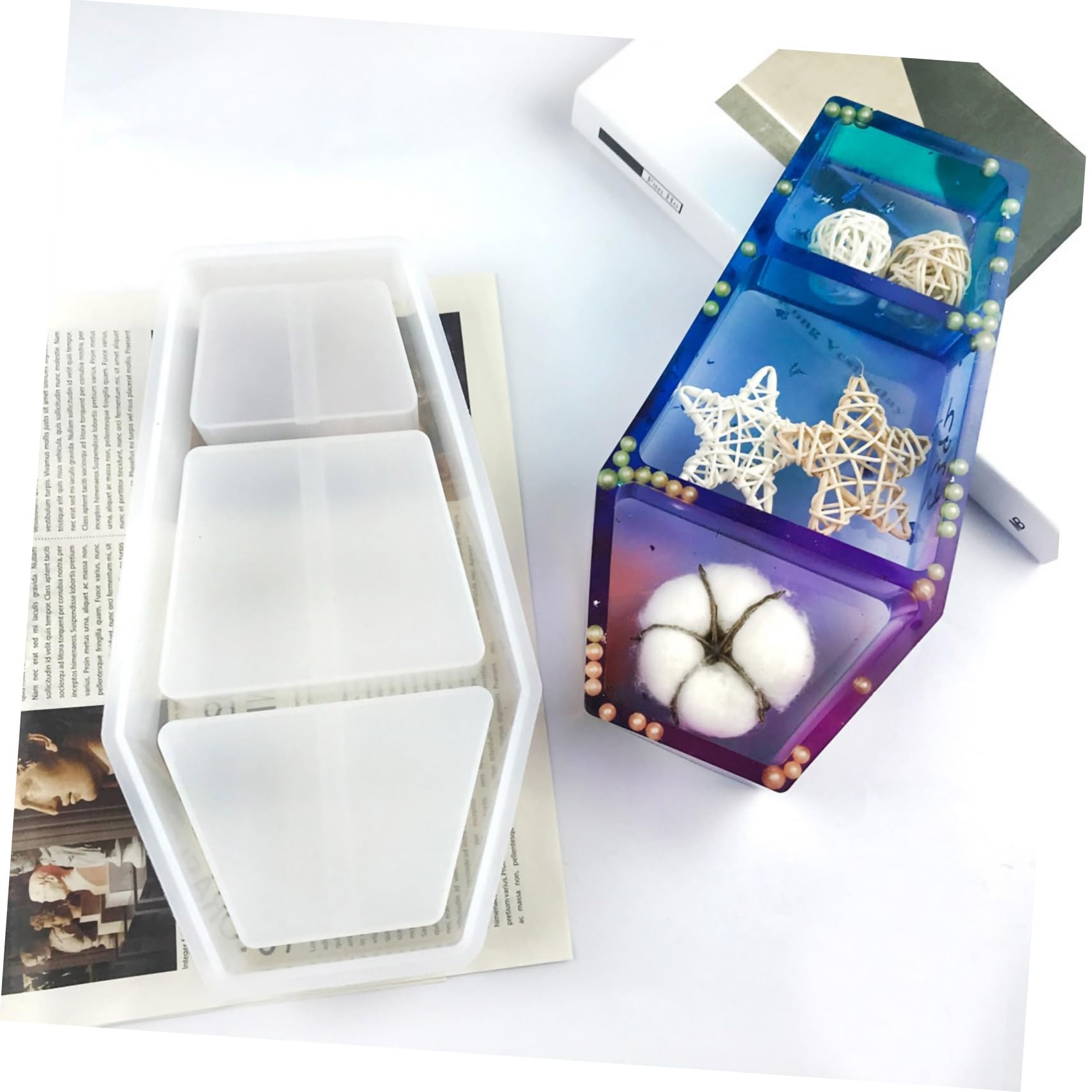 SHINEOFI 2er-box Form Für Aufbewahrungsboxen Plätzchen Ring Anzeige Bausatz Schmuck Brief Skelett Schmelzen Versiegelung Horror Halloween Muschel Sarg Kristall-epoxy-form Kieselgel