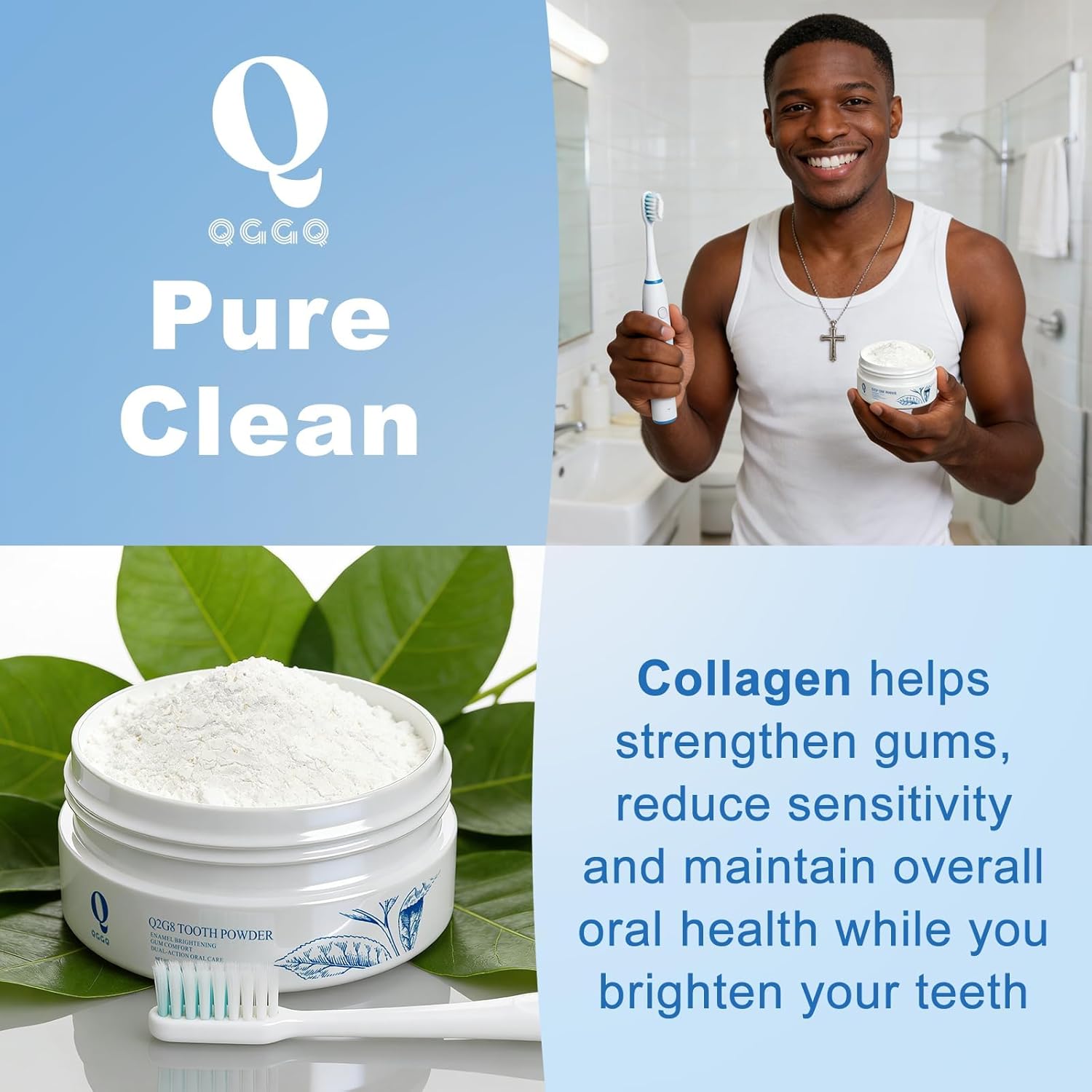 Teeth Whitening Powder, Remineralizing Hydroxyapatite Tooth Powder with Collagen, Gently Cleans & Whitens, Strengthens Enamel & Gums, Supports Strong Teeth & Fresh Breath – Vegan, Non-GMO, Mint Flavor
